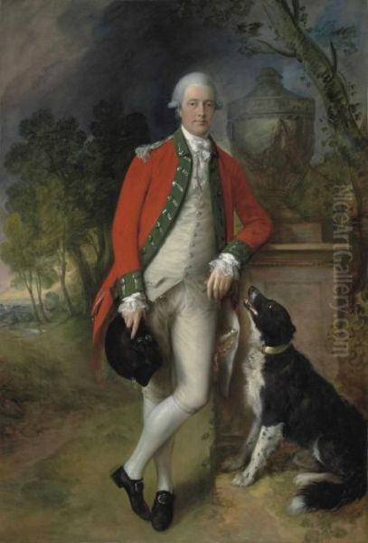 Portrait Of Colonel John Bullock
(1731-1809), Full-length, Dressed In Military Uniform In A Landscape,
With A Dog At His Feet - view 1