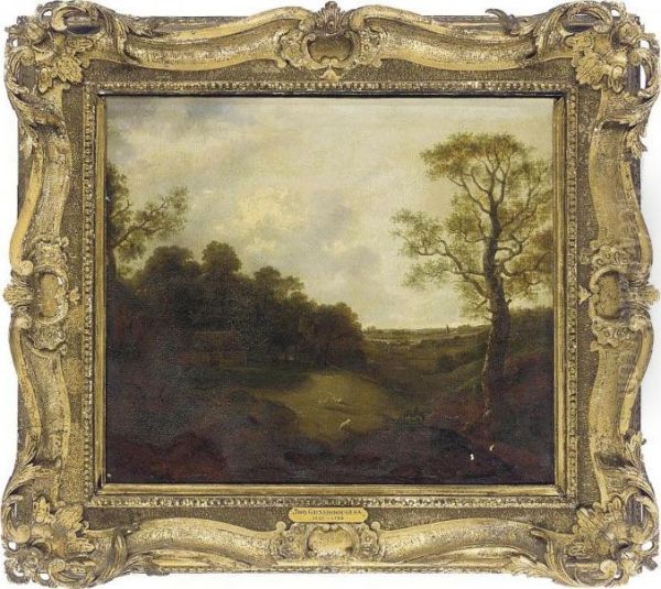 A Wooded Landscape With A Shepherd At Rest By A Tree - view 1