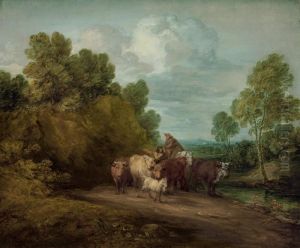 Wooded Rocky Landscape With Mounted Peasant by Thomas Gainsborough