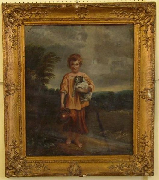 Cottage Girl With Dog And Pitcher - view 1