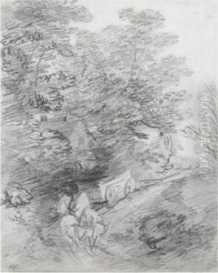 Study Of A Bullock Cart On A Winding Track With Nearbycottage