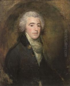 Portrait Of A Gentleman, Half-length, In A Black Coat, In A Feignedoval
