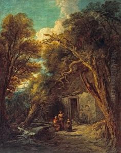A Cottage In A Forest With Figures At Thedoor by Thomas Gainsborough
