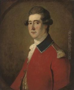 Portrait Of An Officer, Half-length, In A Red Coat With Goldepaulets, Feigned Oval by Thomas Gainsborough