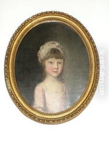 Portrait Of A Young Girl, 
Standing Half-length Turned To The Right In A Pink Dress And Bonnet by Thomas Gainsborough