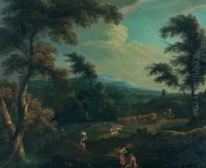 Landscape And Figures. by Thomas Gainsborough
