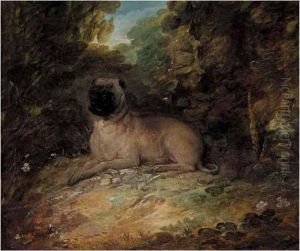 Portrait Ofa Pug Belonging To Jonathan Spilsbury, In A Landscape by Thomas Gainsborough