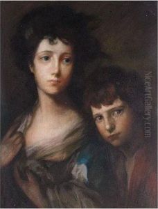Portrait Of A Linley Sister With Her Son by Thomas Gainsborough