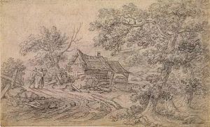 A Peasant Couple On A Wooded Path In Front Of A Cottage by Thomas Gainsborough