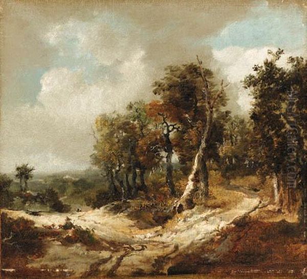 A Wooded Landscape With A Traveller Seated At A Fork In Thepath - view 1