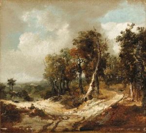 A Wooded Landscape With A Traveller Seated At A Fork In Thepath by Thomas Gainsborough