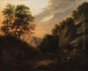 A Mountainous Landscape With Travellers Resting By A Path by Thomas Gainsborough