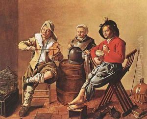 Two Boys and a Girl Making Music 1629 by Jan Miense Molenaer