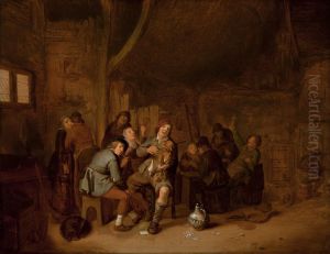 Figures smoking and playing Music in an Inn by Jan Miense Molenaer