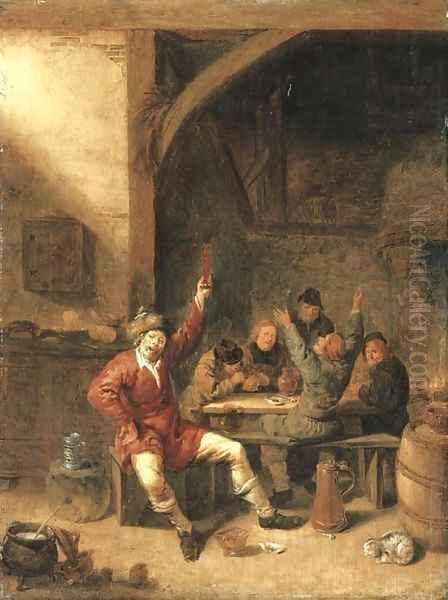 Peasants drinking, smoking and merrymaking in a tavern - view 1