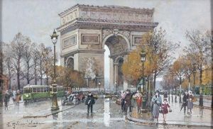 Animation Pres De L'arc De Triomphe by Eugene Galien-Laloue