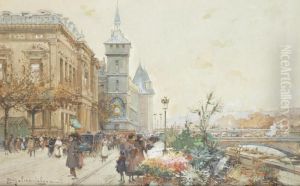 Le Marcha Aux Fleurs by Eugene Galien-Laloue