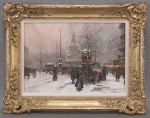 "la Place De La Republique
Sous La Neige" by Eugene Galien-Laloue