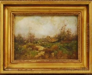 Autumn Landscape With Figure by Eugene Galien-Laloue