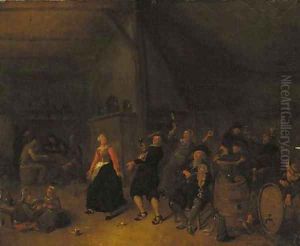 Peasants dancing in an inn by Jan Miense Molenaer