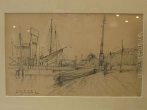 Le Sechage Des Filets Sur Le Quai by Eugene Galien-Laloue