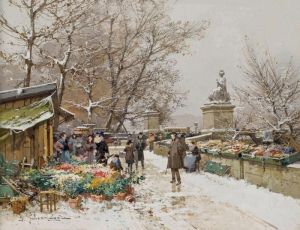 Un Coin De Quai, Paris by Eugene Galien-Laloue