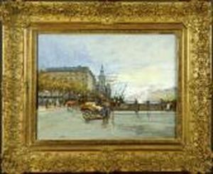 Place Du Chatelet A Paris by Eugene Galien-Laloue