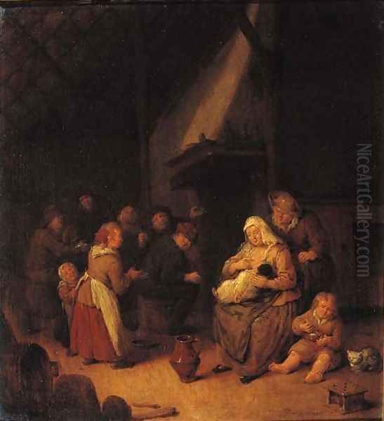A peasant family in a barn - view 1