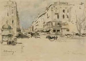 Vue De La Canebiere A Marseille by Eugene Galien-Laloue