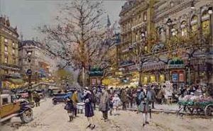 Sur Le Boulevard Bonne Nouvelle A Paris by Eugene Galien-Laloue
