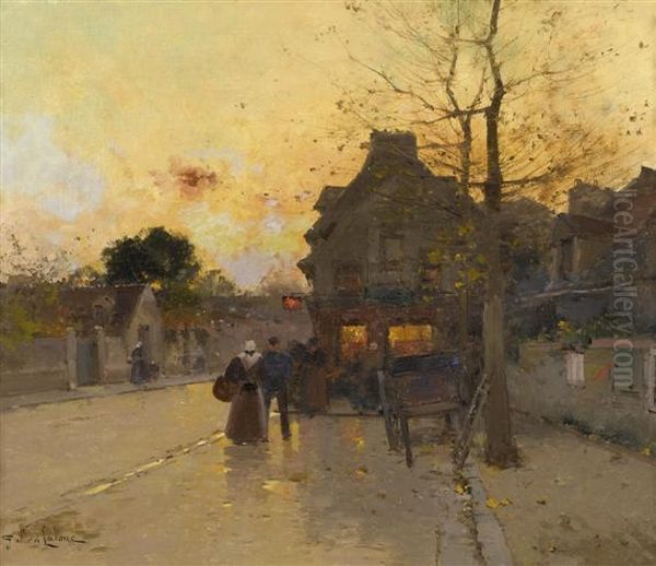 Village Street In An Autumn Evening. - view 1