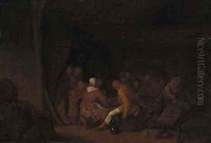 Boors carousing in an inn by Jan Miense Molenaer