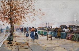 Les Quais A Paris by Eugene Galien-Laloue
