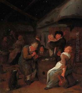 Peasants carousing in a tavern by Jan Miense Molenaer