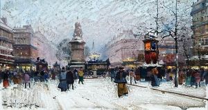 Winterlicher Abend Am Place Clichy, Paris