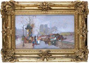 Paris,
Les Bouquinistes En Automne by Eugene Galien-Laloue