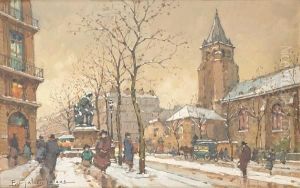 The Flower Market At La Madeleine by Eugene Galien-Laloue