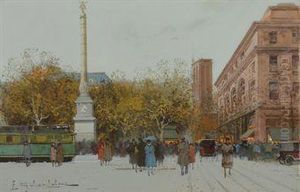 La Place Du Chatelet by Eugene Galien-Laloue