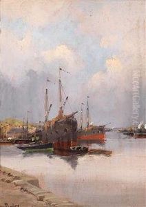 Fischerboote Im Hafen by Eugene Galien-Laloue
