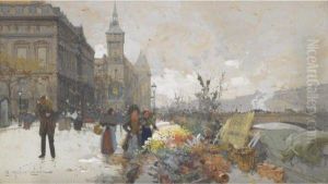 Marche Aux Fleurs Pres De La Conciergerie En Hiver