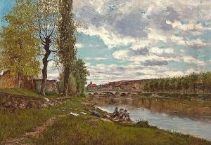Lavandi res Au Bord Du Loing by Eugene Galien-Laloue