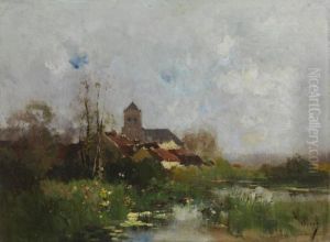 Vue Desenvirons Moret-sur-loing by Eugene Galien-Laloue