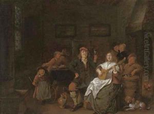 Boors merry making in an inn