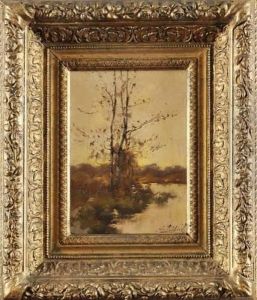 Bouleaux En Bord De Riviere by Eugene Galien-Laloue