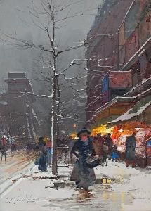 A Winter Evening In Paris by Eugene Galien-Laloue