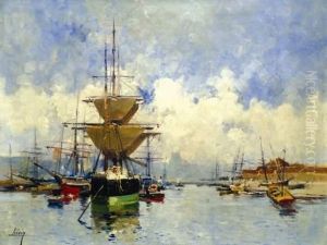 Voilier Dans Un Port by Eugene Galien-Laloue