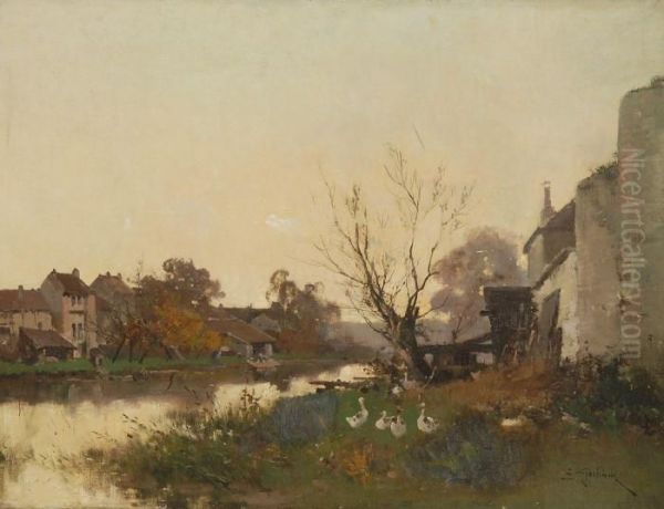Rural European Townscape With River. - view 1