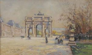 Le Carrousel Du Louvre by Eugene Galien-Laloue