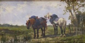 Chevaux Harnaches A L'arret Chevaux Harnaches A L'arret