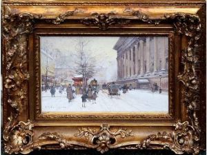 La Madeleine Sous La Neige by Eugene Galien-Laloue